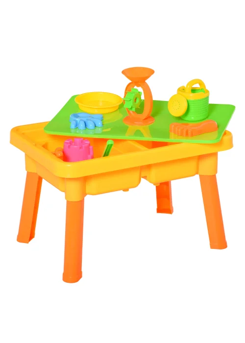 HOMCOM 16 Piece Sand & Water Outdoor Activity Table (59cm x 42cm x 37cm) - One Size Image 1