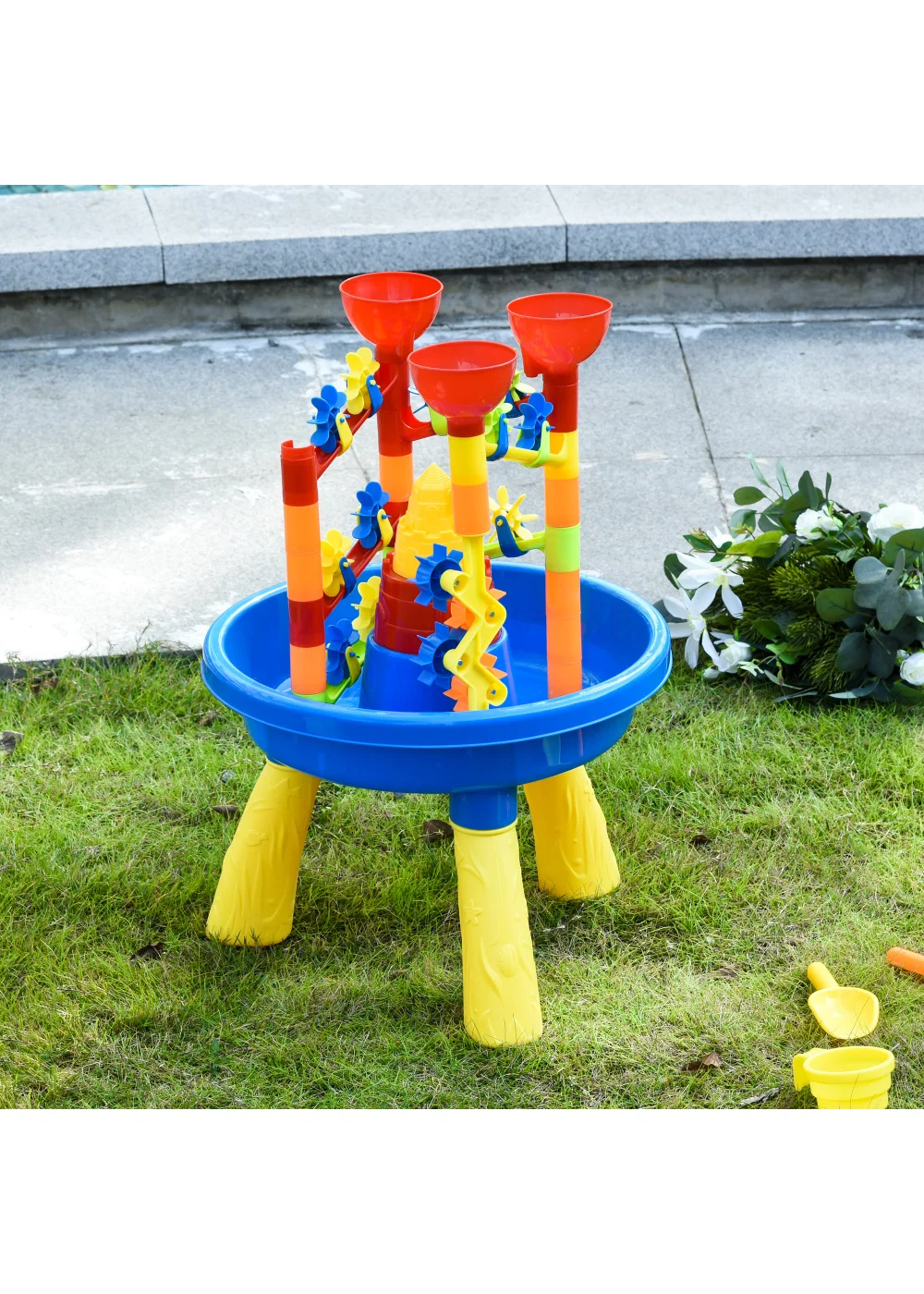 HOMCOM 30 Piece Sand & Water Outdoor Activity Table (46cm x 46cm x 66cm) - One Size Image 2