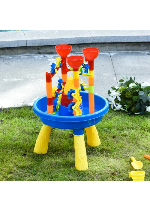HOMCOM 30 Piece Sand & Water Outdoor Activity Table (46cm x 46cm x 66cm) - One Size Image 2