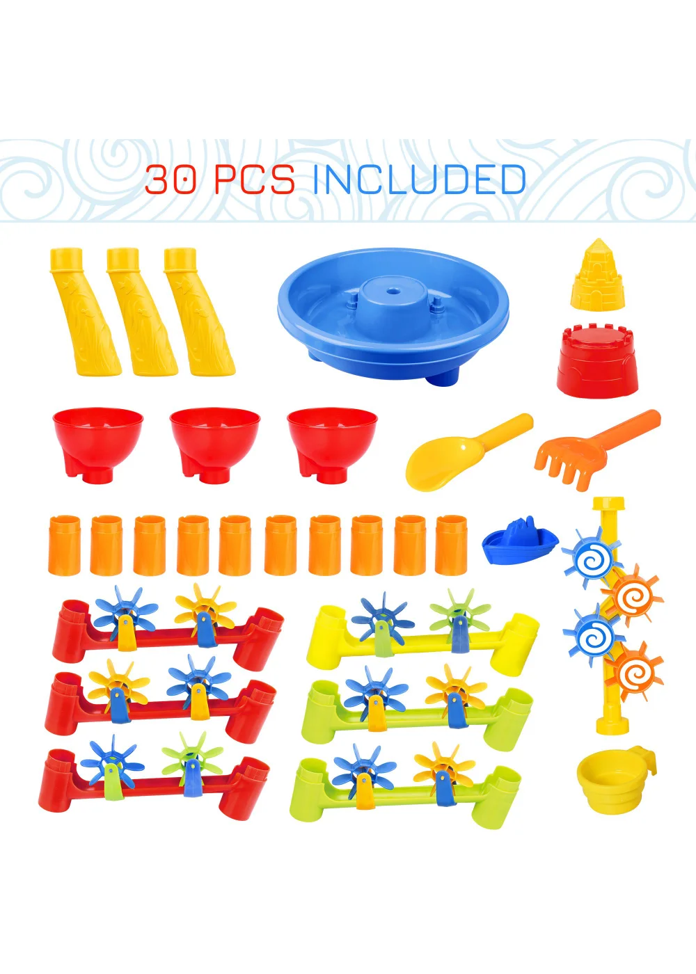 HOMCOM 30 Piece Sand & Water Outdoor Activity Table (46cm x 46cm x 66cm) - One Size Image 4
