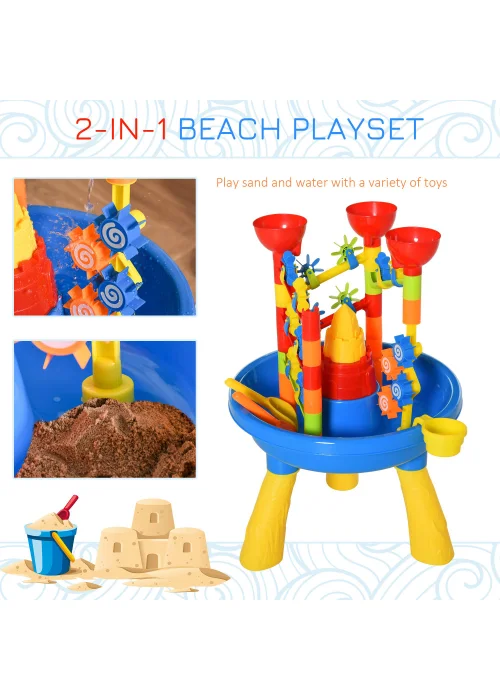 HOMCOM 30 Piece Sand & Water Outdoor Activity Table (46cm x 46cm x 66cm) - One Size Image 5