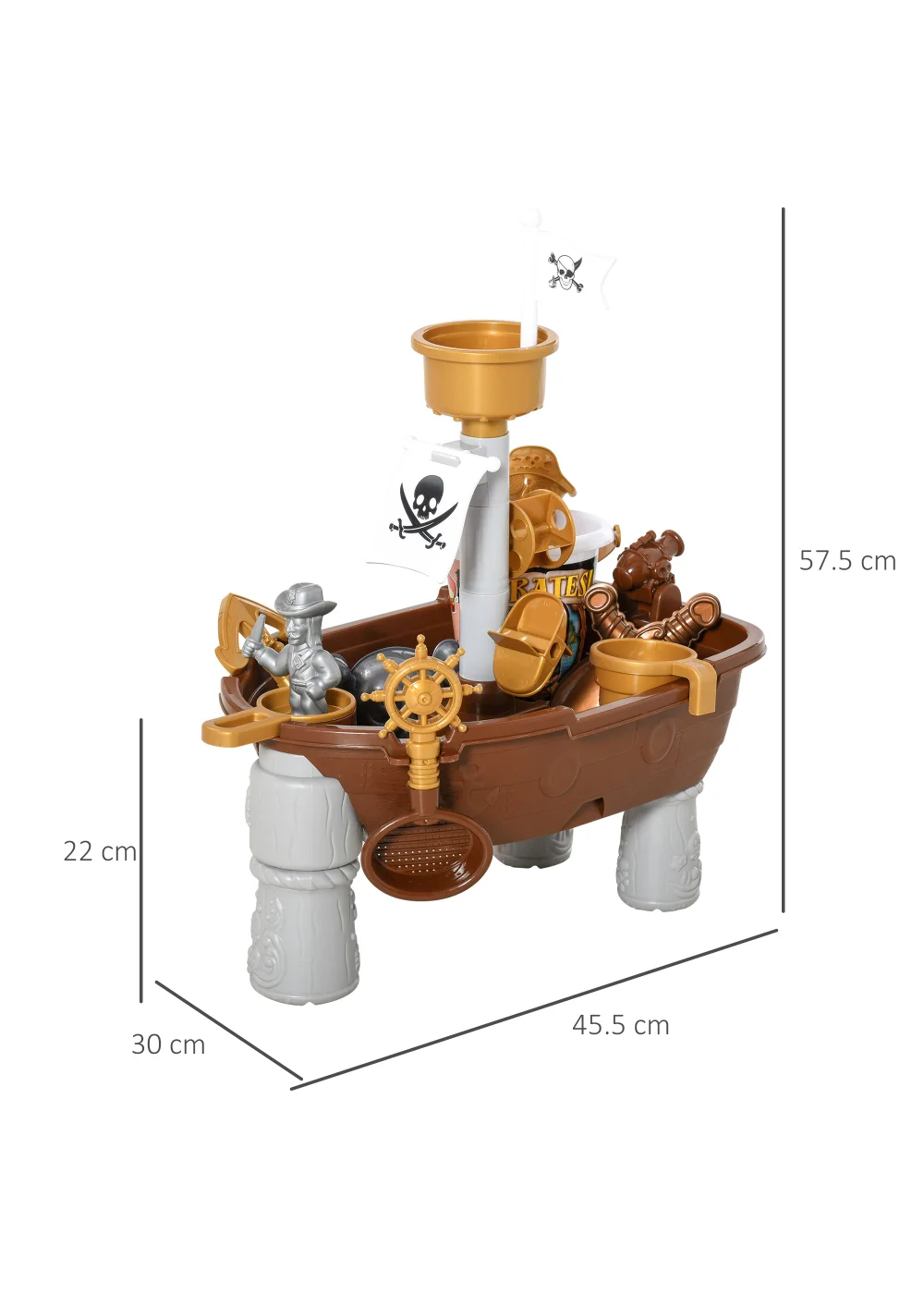 HOMCOM Sand & Water Outdoor Pirate Ship (45.5cm x 30cm x 57.5cm) - One Size Image 3