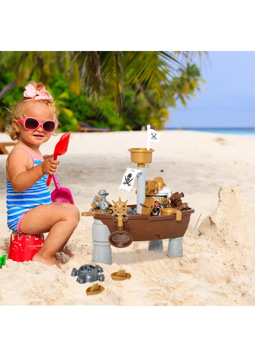 HOMCOM Sand & Water Outdoor Pirate Ship (45.5cm x 30cm x 57.5cm) - One Size Image 2