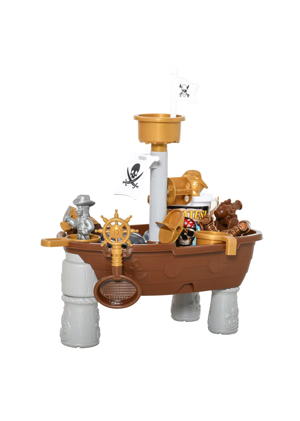 HOMCOM Sand & Water Outdoor Pirate Ship (45.5cm x 30cm x 57.5cm) - One Size Image 1