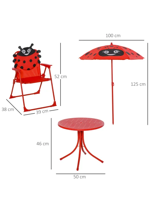 Outsunny Kids Ladybird Folding Picnic Table - One Size Image 3