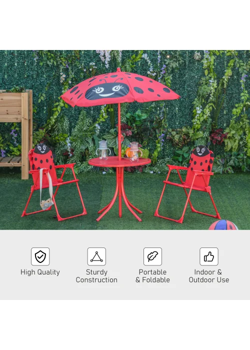 Outsunny Kids Ladybird Folding Picnic Table - One Size Image 4