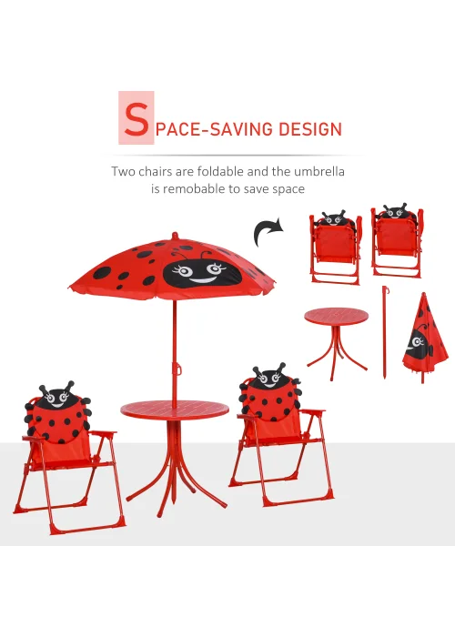 Outsunny Kids Ladybird Folding Picnic Table - One Size Image 5