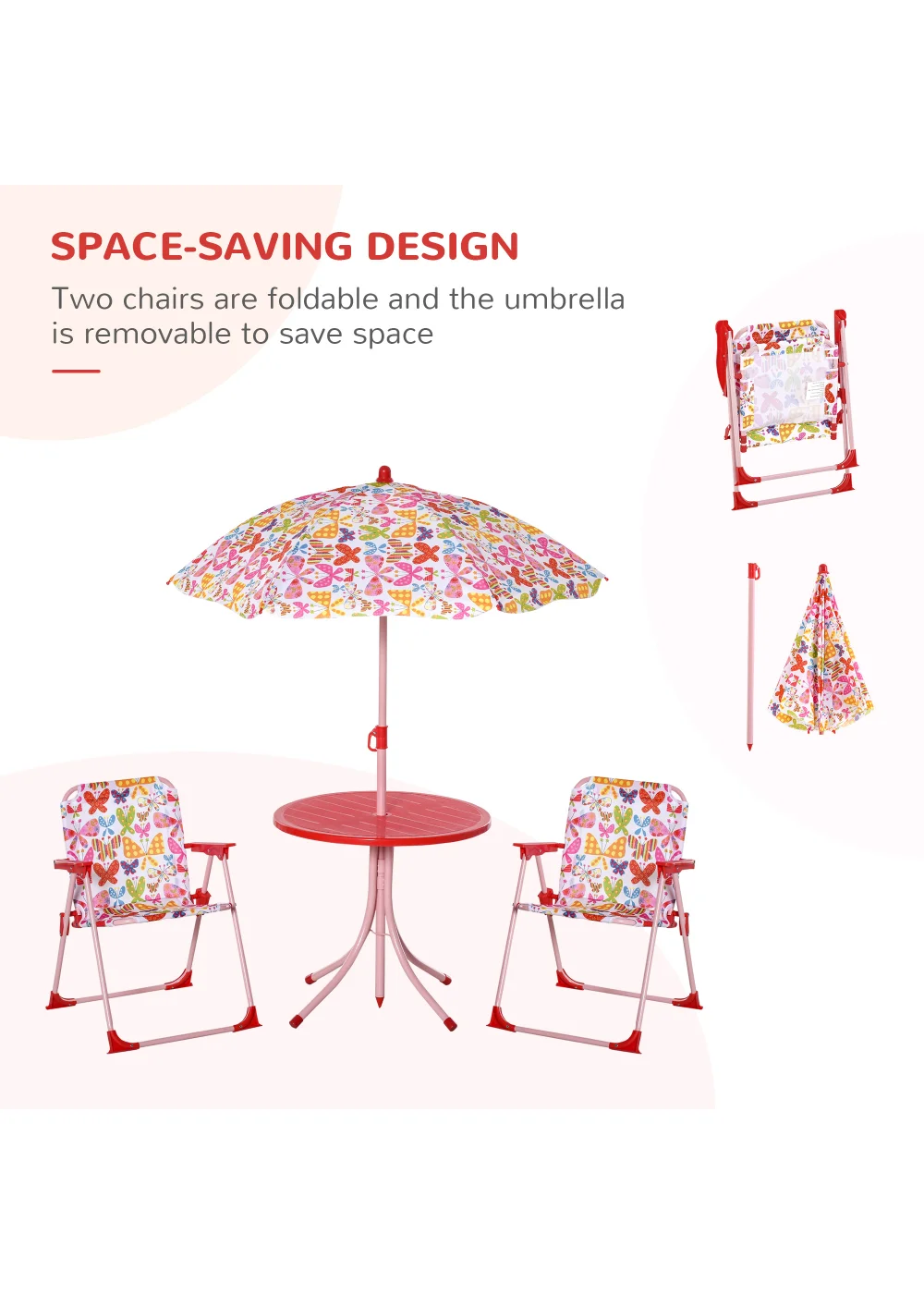 Outsunny Kids Butterfly Folding Picnic Table - One Size Image 5