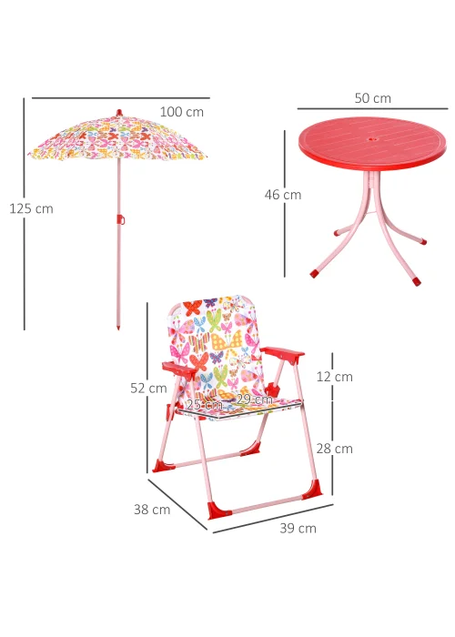 Outsunny Kids Butterfly Folding Picnic Table - One Size Image 3