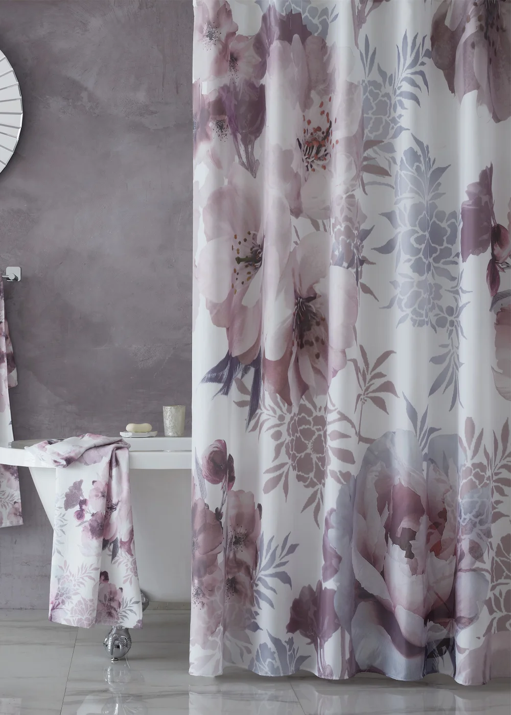 Catherine Lansfield Dramatic Floral Shower Curtain - One Size Image 1