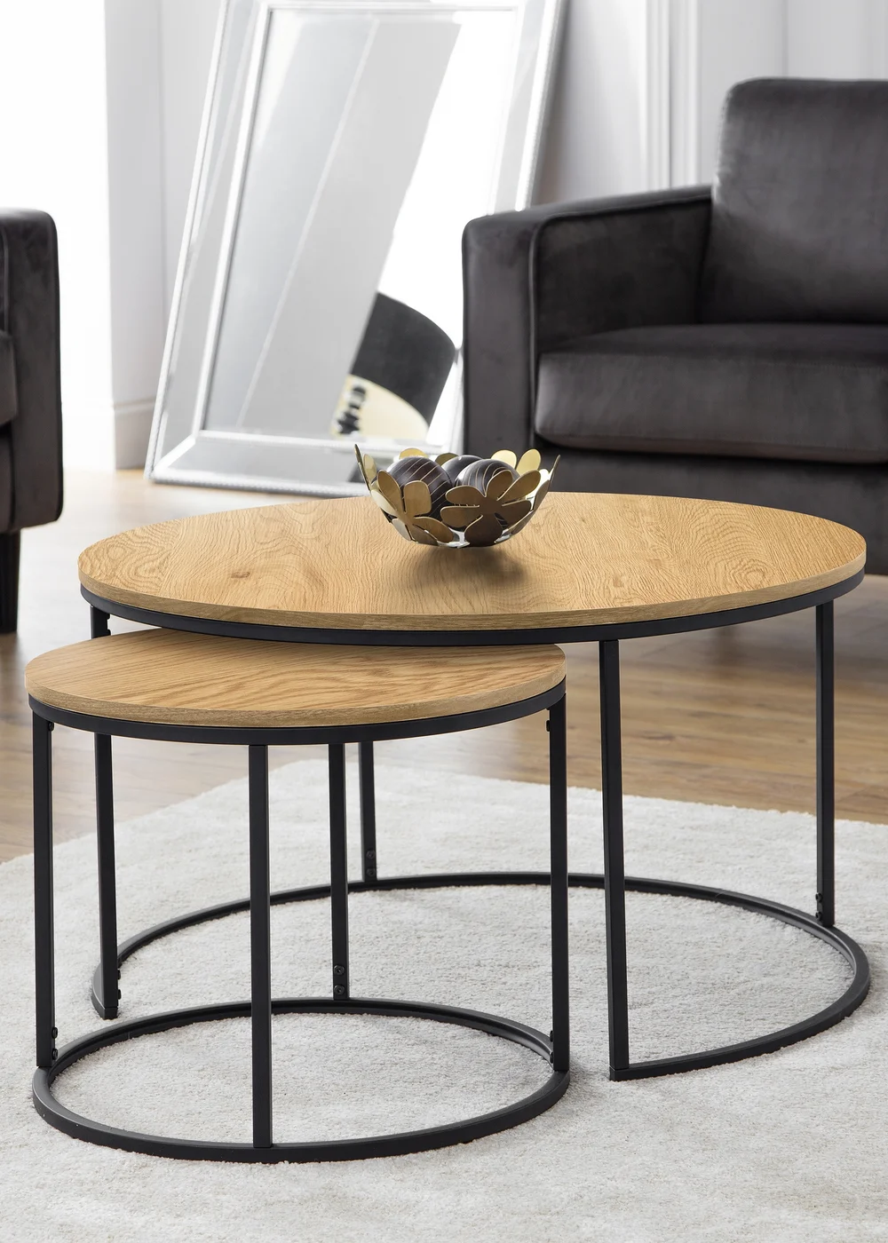 Julian Bowen Bellini Round Nesting Coffee Table (50 x 80 x 80 cm) - No Size Image 1