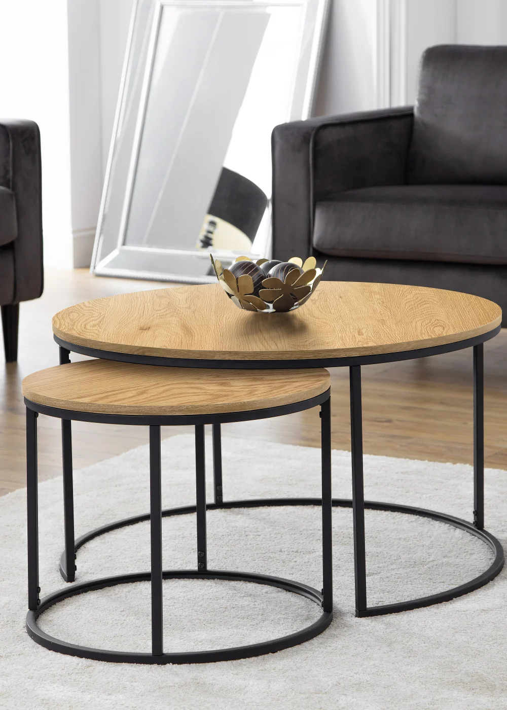 Julian Bowen Bellini Round Nesting Coffee Table (50 x 80 x 80 cm) - No Size Image 3