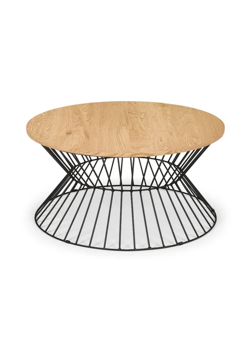 Julian Bowen Jersey Round Wire Coffee Table Euro Oak & Black (40 x 80 x 80 cm) - No Size Image 2