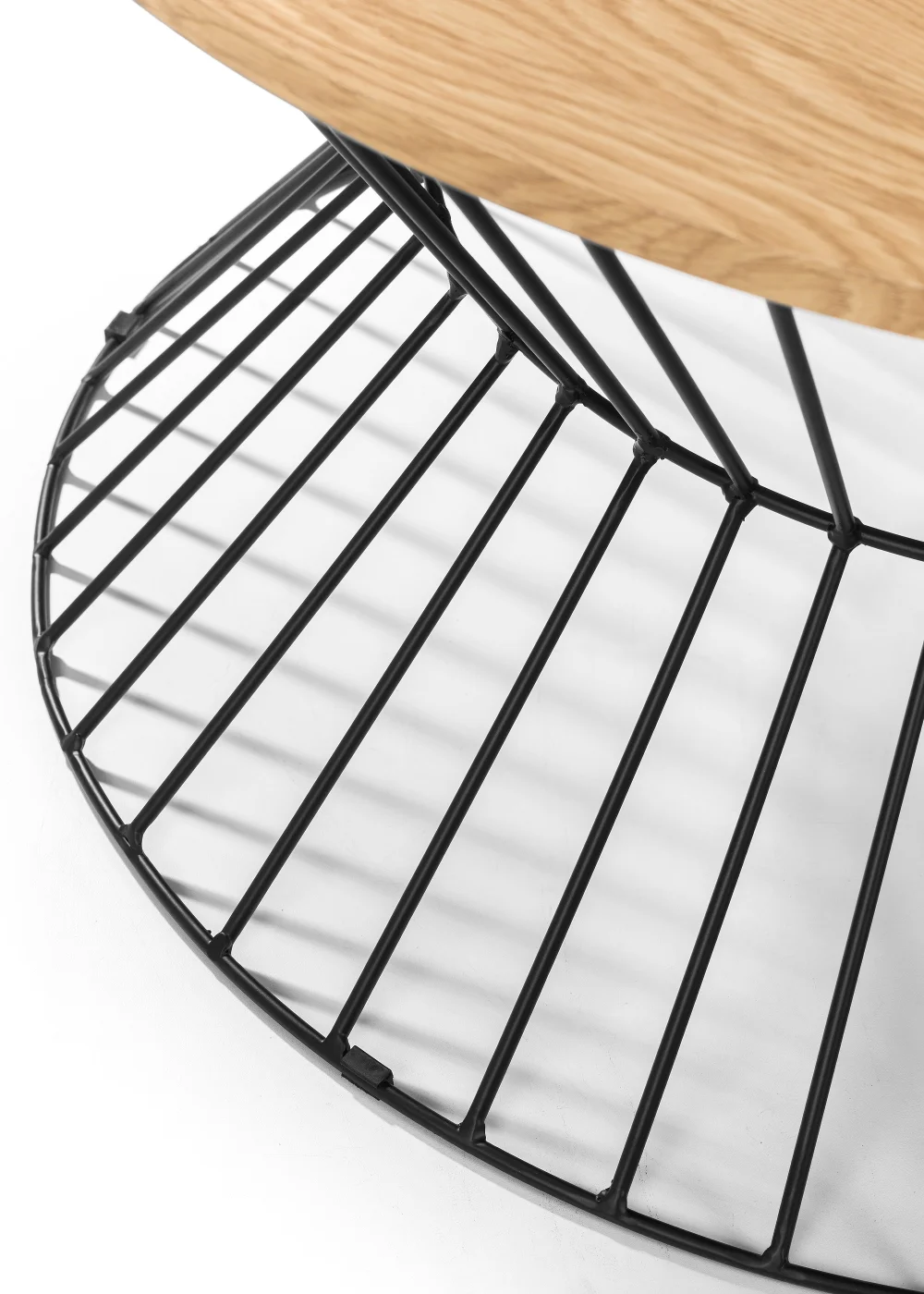 Julian Bowen Jersey Round Wire Coffee Table Euro Oak & Black (40 x 80 x 80 cm) - No Size Image 4