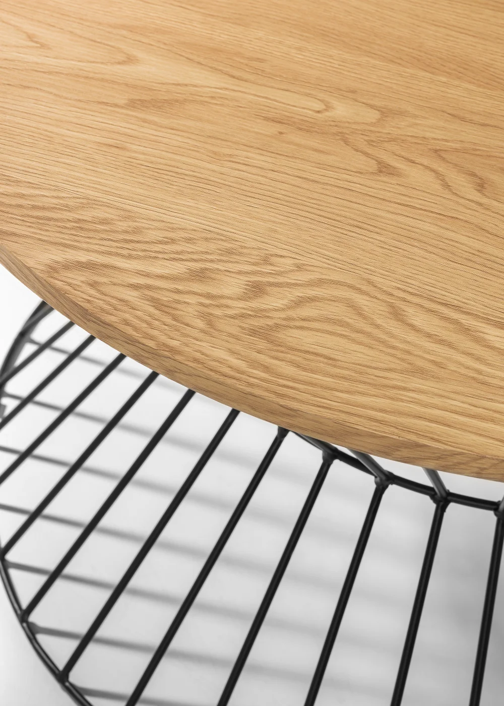 Julian Bowen Jersey Round Wire Coffee Table Euro Oak & Black (40 x 80 x 80 cm) - No Size Image 3