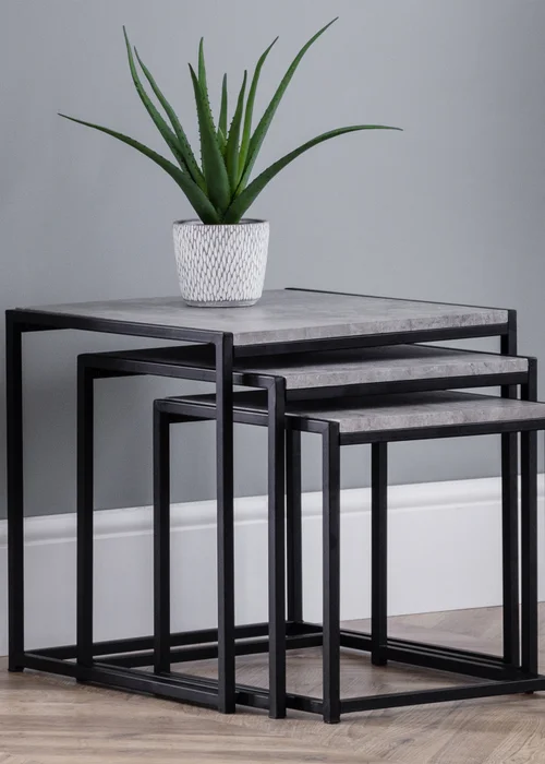 Julian Bowen Staten Concrete Nest Of 3 Tables (45 x 45 x 45 cm) - No Size Image 1