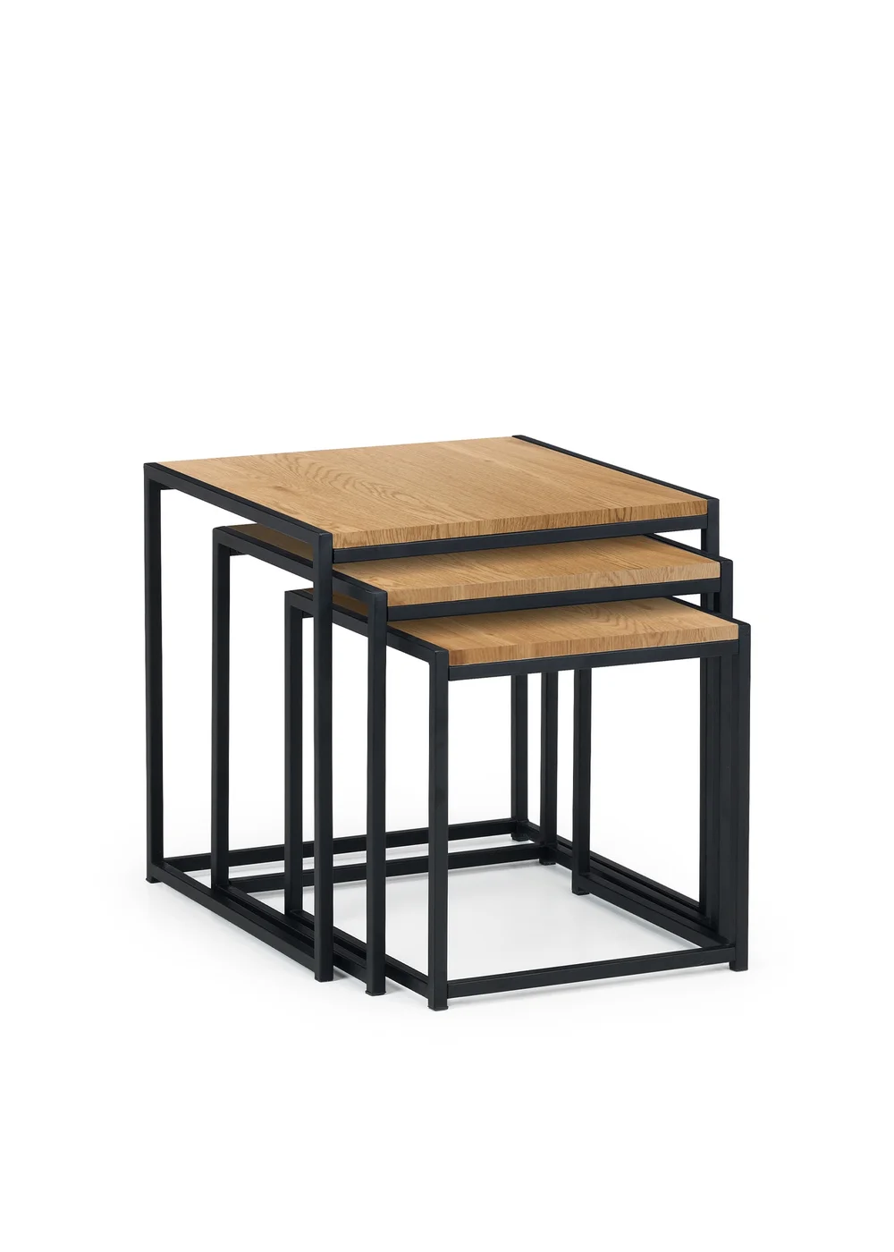 Julian Bowen Tribeca Nest Of 3 Tables Black/Euro Oak (45 x 45 x 45 cm) - No Size Image 3
