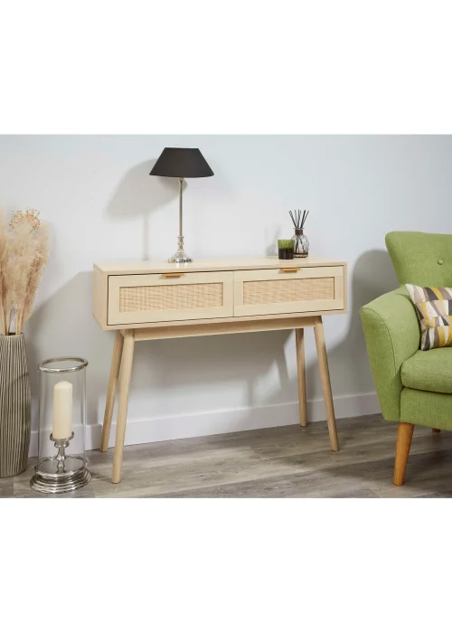 Lloyd Pascal Abbey Rattan Console Table (75cm x 100cm x 30cm) - One Size Image 3