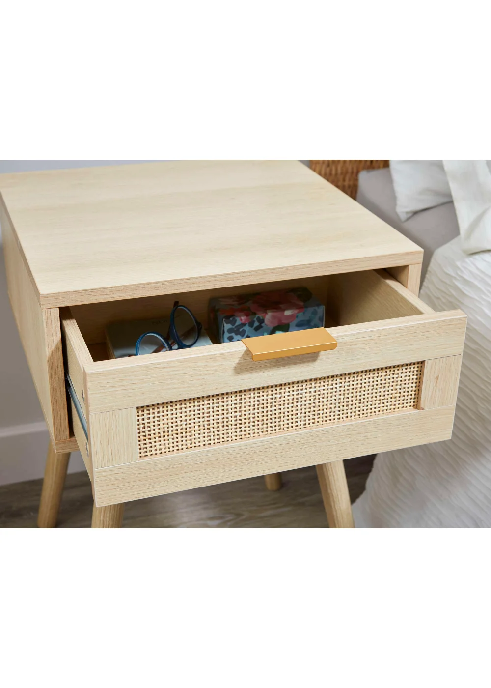 Lloyd Pascal Abbey One Draw Rattan Bedside Table (55cm x 40cm x 40cm) - One Size Image 2