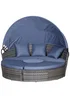 Outsunny 4 Piece Cushioned Outdoor Rattan Round Sofa Bed Set - One Size Image 2