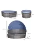 Outsunny 4 Piece Cushioned Outdoor Rattan Round Sofa Bed Set - One Size Image 3