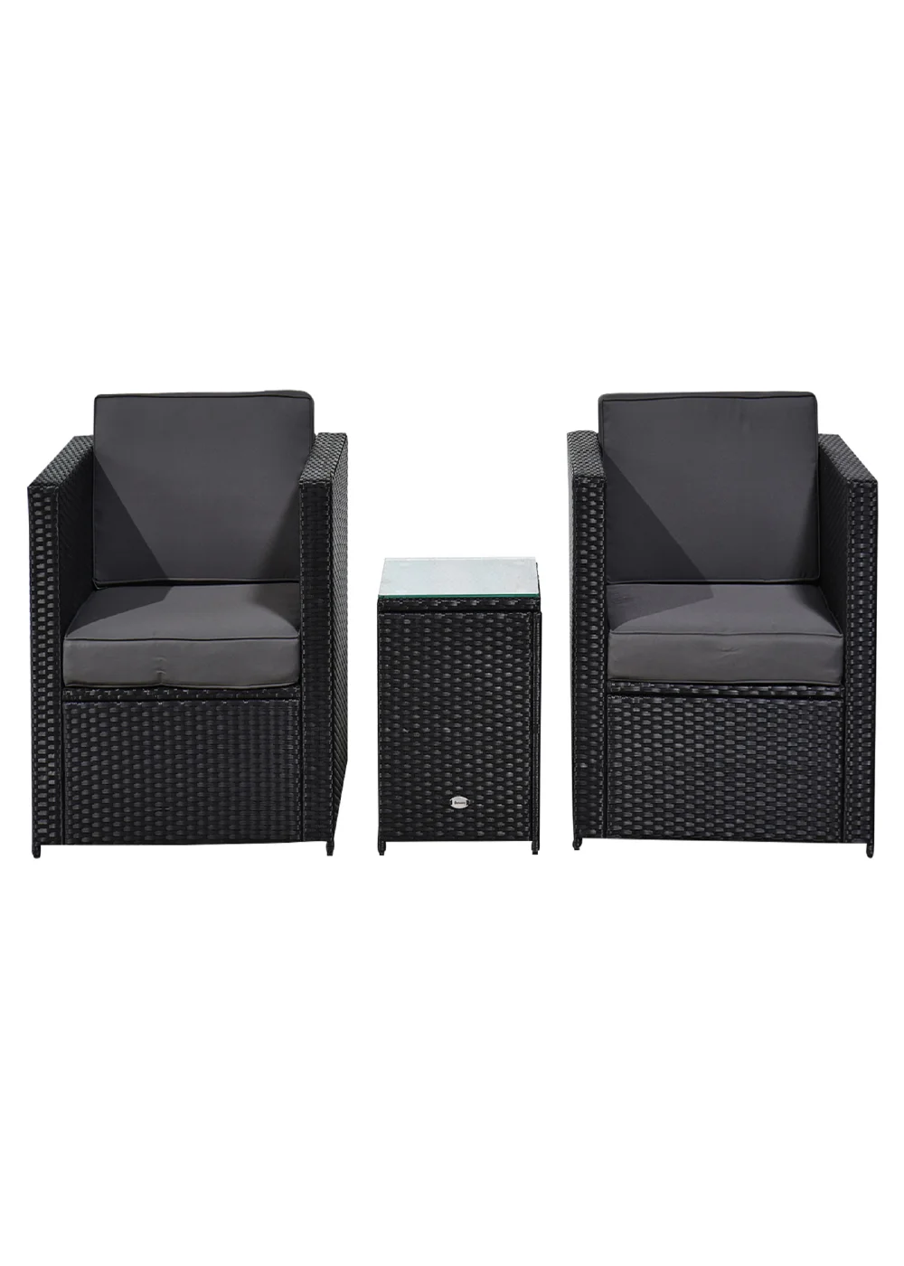 Outsunny 3 Pieces Outdoor PE Rattan Bistro Set with Cushions - One Size Image 2