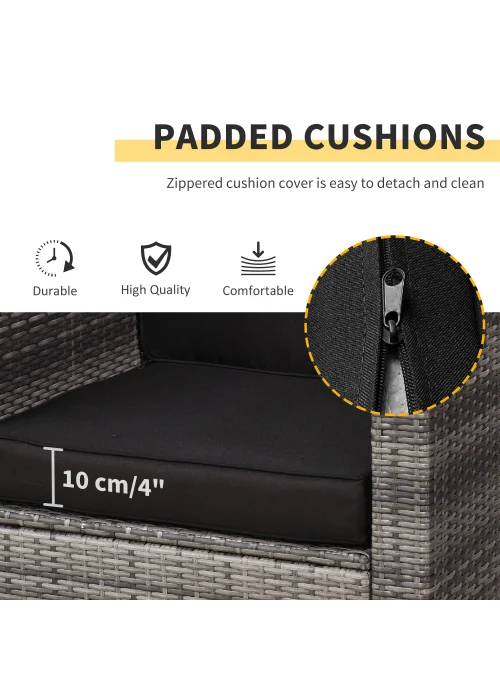 Outsunny 3 Pieces Outdoor PE Rattan Bistro Set with Cushions - One Size Image 4