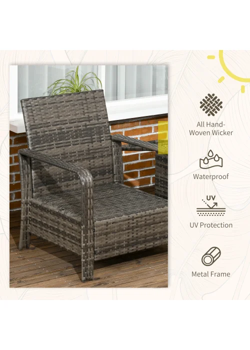 Outsunny Single Seater Rattan Chair Sofa with Cushions - One Size Image 4