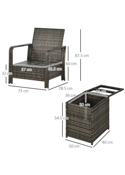 Outsunny Single Seater Rattan Chair Sofa with Cushions - One Size Image 3