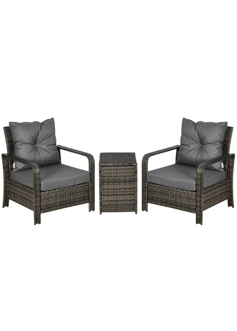Outsunny Single Seater Rattan Chair Sofa with Cushions - One Size Image 2