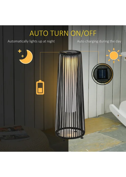 Outsunny Garden Solar Powered Lights Woven Wicker Lantern - No Size Image 4