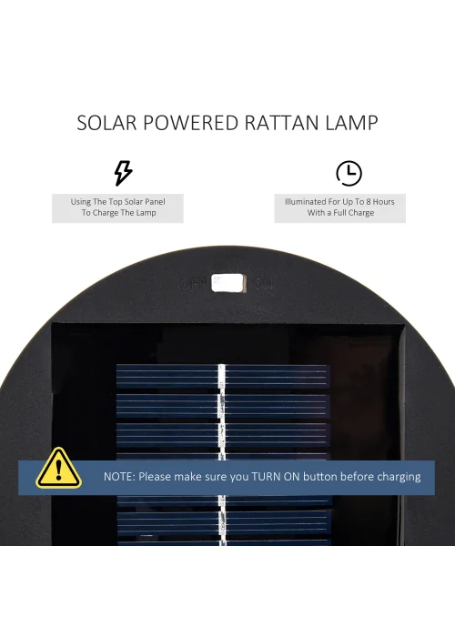Outsunny Garden Solar Powered Lights Woven Wicker Lantern - No Size Image 5