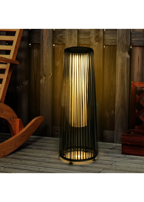 Outsunny Garden Solar Powered Lights Woven Wicker Lantern - No Size Image 1