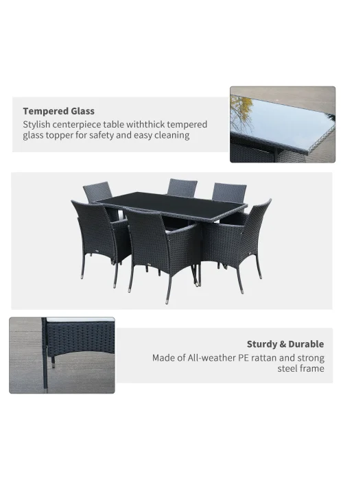 Outsunny 7 Piece Rattan Garden Furniture Set - One Size Image 5