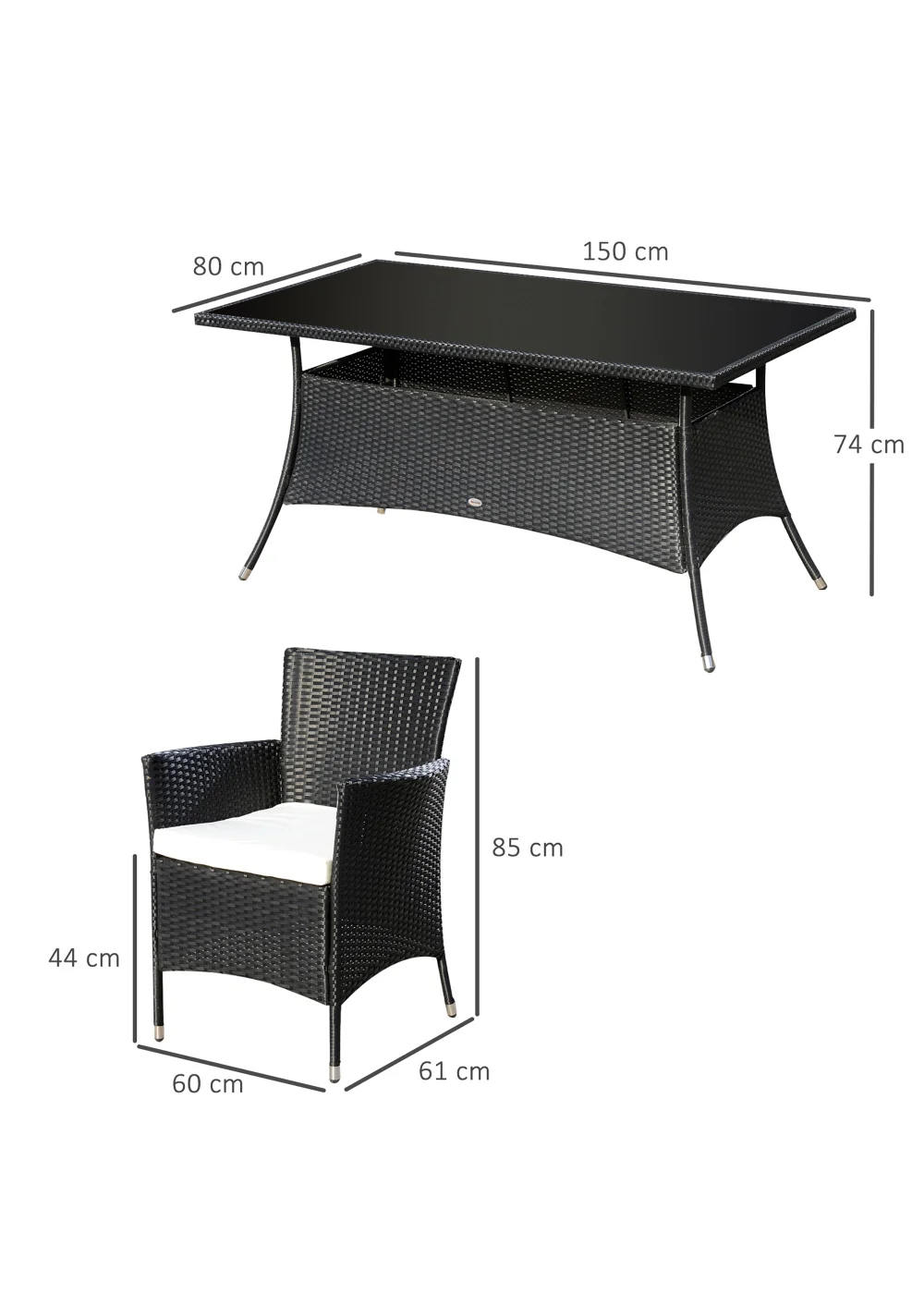 Outsunny 7 Piece Rattan Garden Furniture Set - One Size Image 3