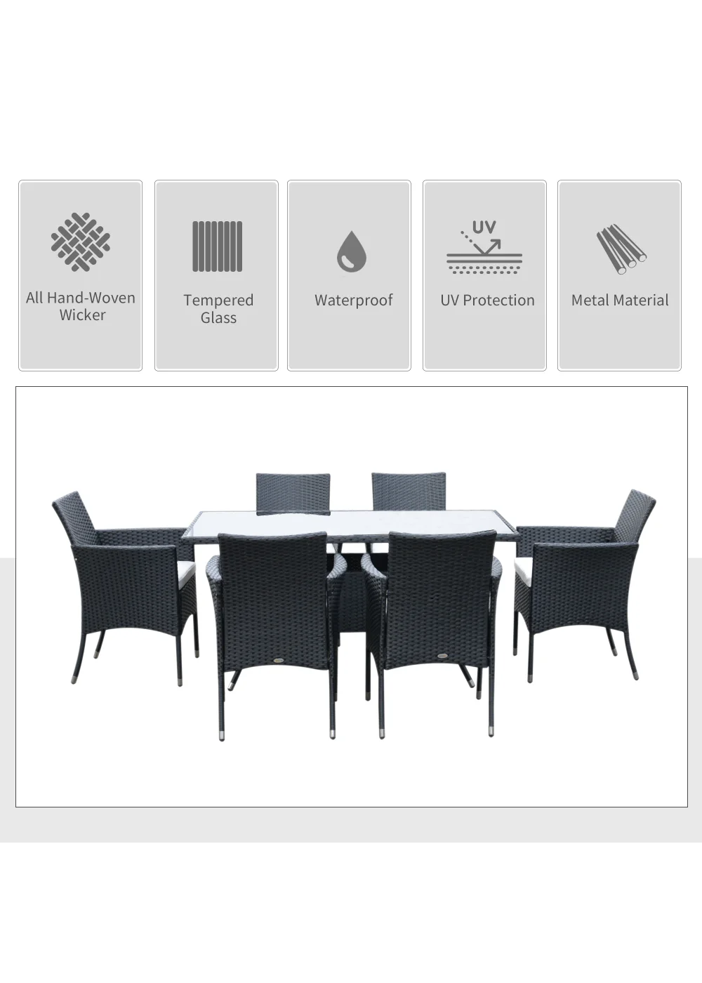 Outsunny 7 Piece Rattan Garden Furniture Set - One Size Image 4