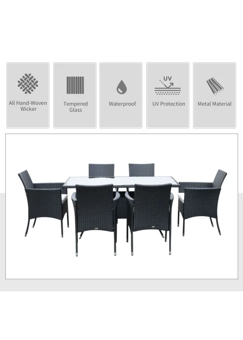 Outsunny 7 Piece Rattan Garden Furniture Set - One Size Image 4