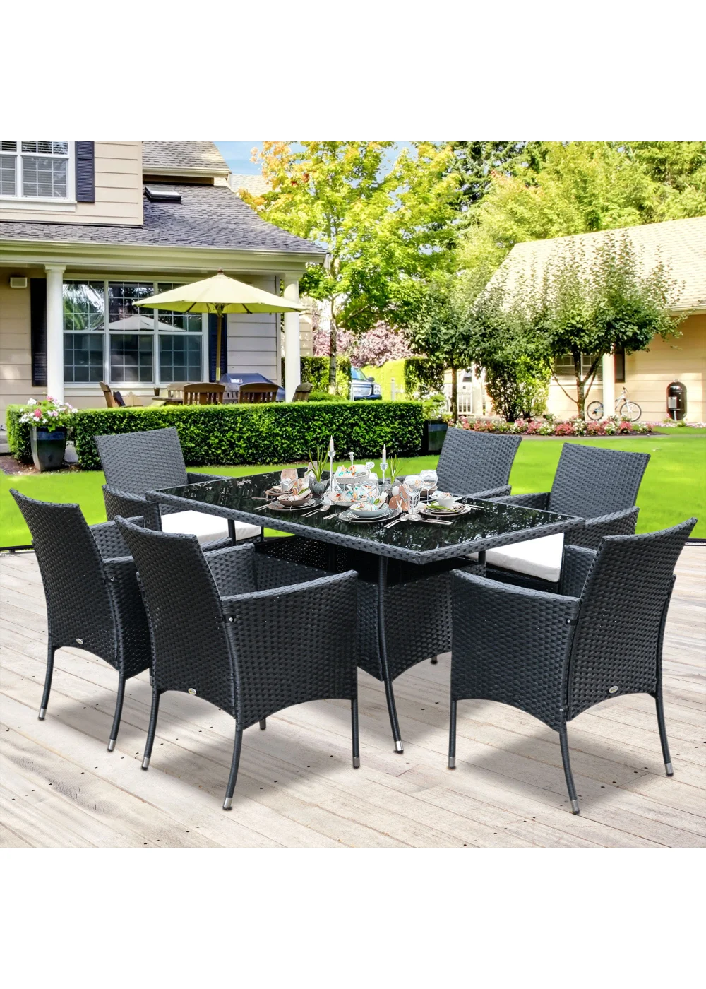 Outsunny 7 Piece Rattan Garden Furniture Set - One Size Image 2