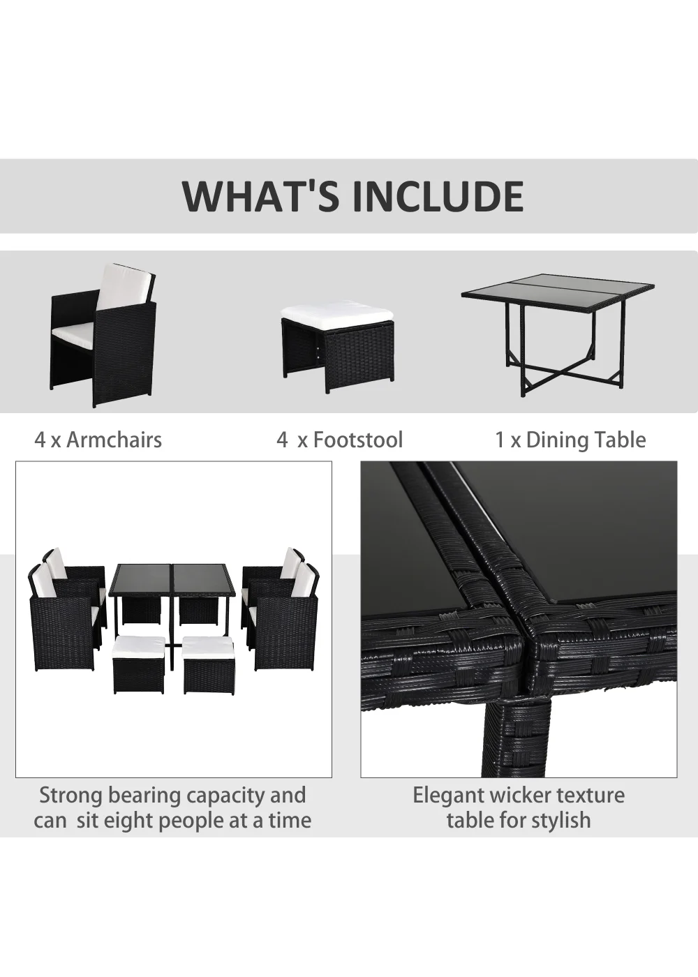 Outsunny Rattan Garden Furniture Set - One Size Image 5