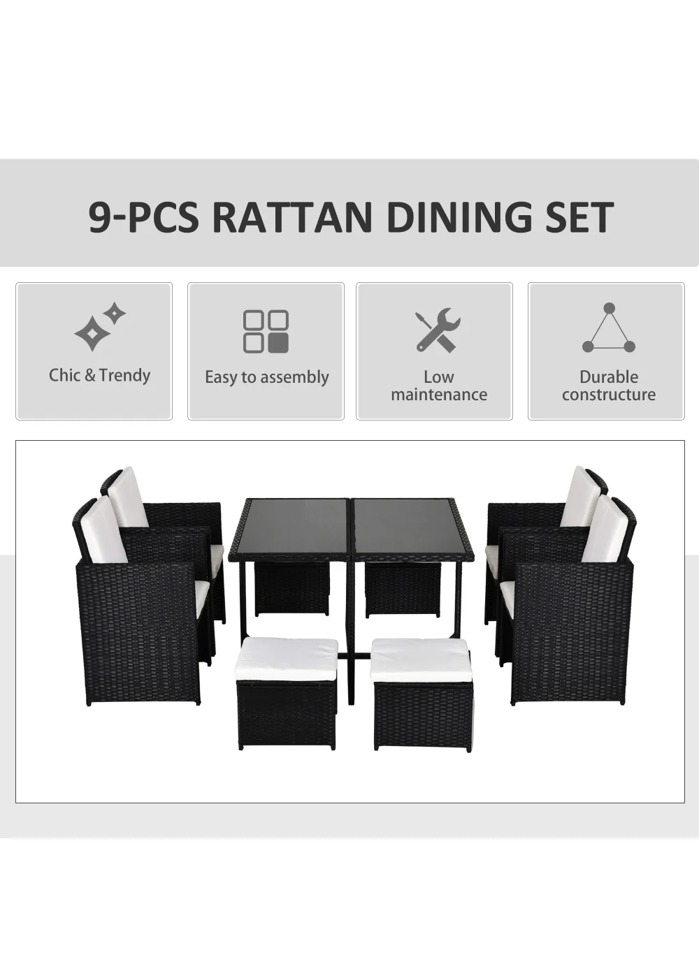 Outsunny Rattan Garden Furniture Set - One Size Image 4