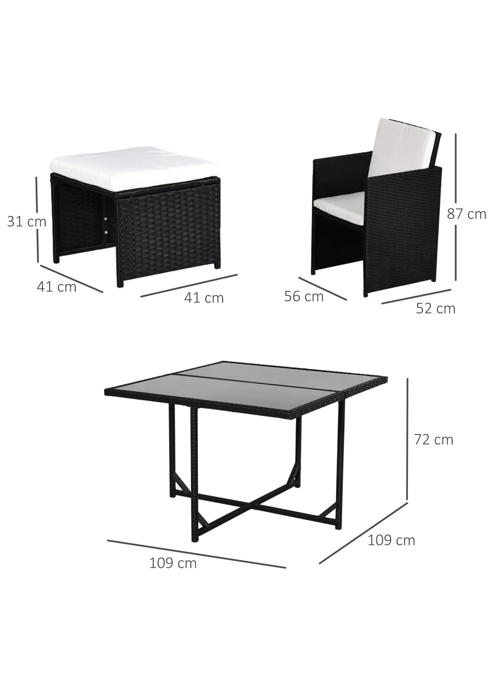 Outsunny Rattan Garden Furniture Set - One Size Image 3