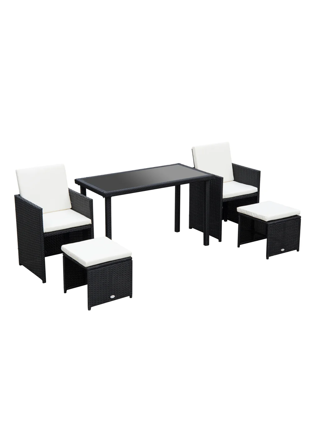 Outsunny 5 Pieces PE Rattan Dining Sets with Cushion - One Size Image 2