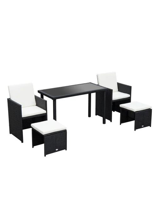 Outsunny 5 Pieces PE Rattan Dining Sets with Cushion - One Size Image 2