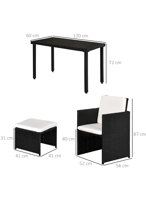 Outsunny 5 Pieces PE Rattan Dining Sets with Cushion - One Size Image 3