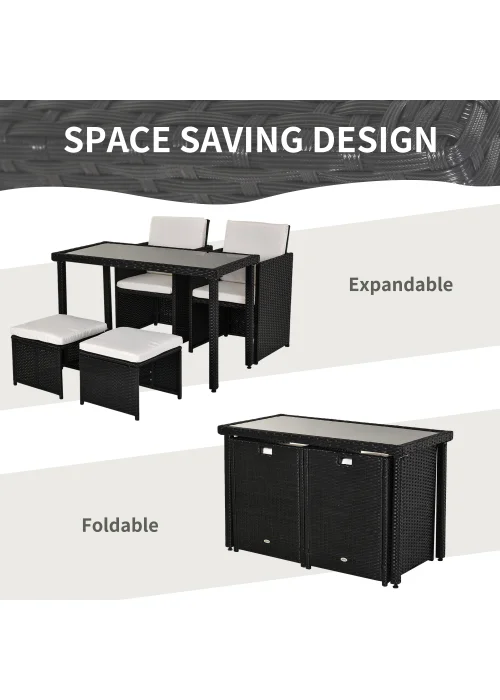 Outsunny 5 Pieces PE Rattan Dining Sets with Cushion - One Size Image 5