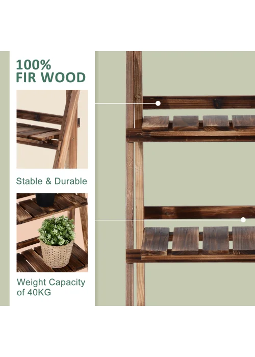 Outsunny Wooden Folding Flower Pot Stand 3 Tier - No Size Image 4