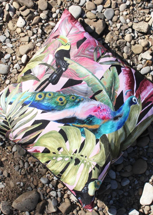 Evans Lichfield Toucan & Peacock Outdoor Filled Cushion (43cm x 43cm x 8cm) - 43W X 43D Image 4