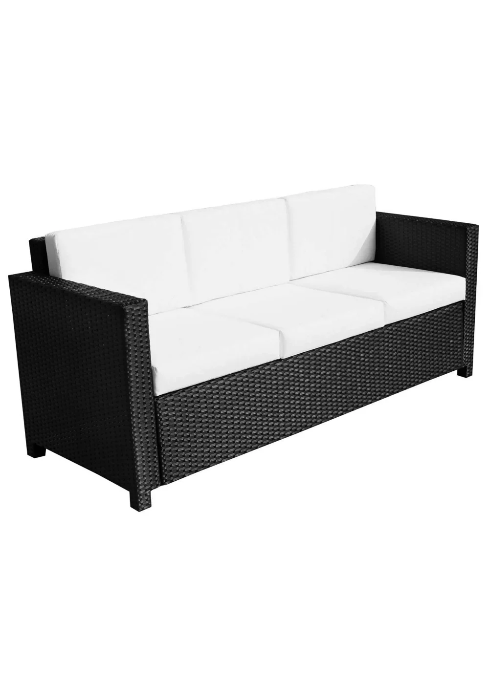 Outsunny 3-Seater Black Rattan Garden Sofa (185cm x 70cm 80cm) - One Size Image 1