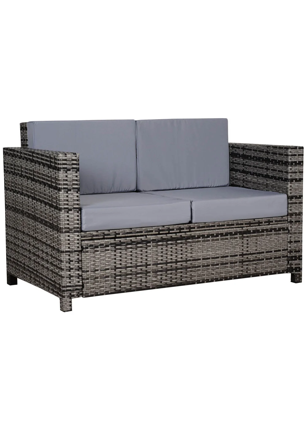 Outsunny 2 Seater Rattan Loveseat Sofa with Cushion(80cm x 70cm x 130cm) - One Size Image 2
