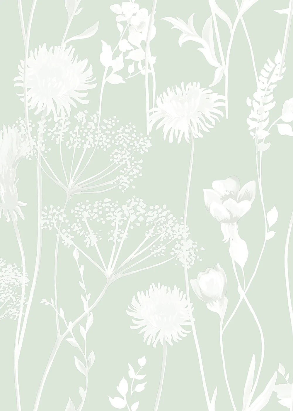 Catherine Lansfield Meadowsweet Floral Green Wallpaper - One Size Image 1